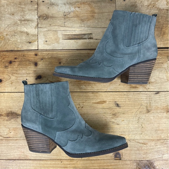 Sam Edelman "Winona" Blue/Gray Western‎ Suede Ankle Booties - Women's 8.5 - Picture 11 of 14
